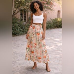 See You Monday Picnic Print Maxi Skirt – Size Small – Made in Mexico